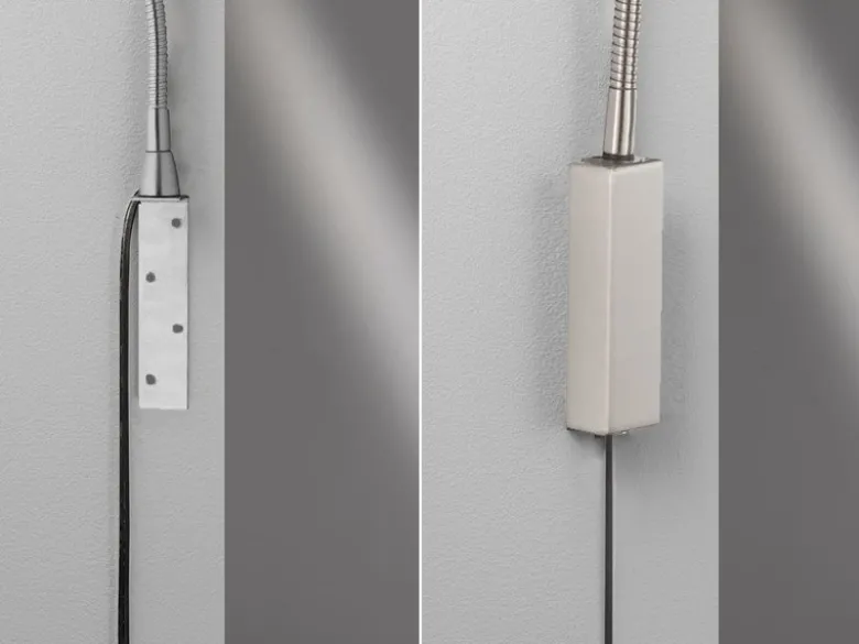 LED Wand Leselampe & Bettlampe JUSTI Silber mit Kabel und Stecker, Breite 6cm