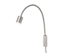 LED Wand Leselampe & Bettlampe JUSTI Silber mit Kabel und Stecker, Breite 6cm