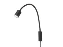 LED Wand Leselampe & Bettlampe JUSTI Schwarz mit Kabel und Stecker, Breite 6cm