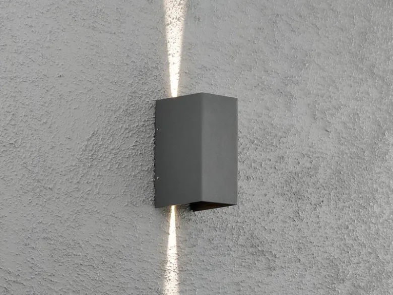 LED Wandleuchte ALU 2er SET Anthrazit Lichtaustritt verstellbar IP54 Höhe 17cm