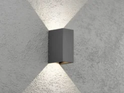 LED Wandleuchte ALU 2er SET Anthrazit Lichtaustritt verstellbar IP54 Höhe 17cm