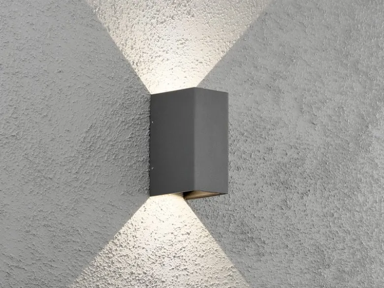 LED Wandleuchte ALU 2er SET Anthrazit Lichtaustritt verstellbar IP54 Höhe 17cm