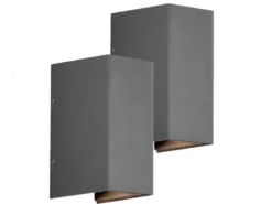 LED Wandleuchte ALU 2er SET Anthrazit Lichtaustritt verstellbar IP54 Höhe 17cm