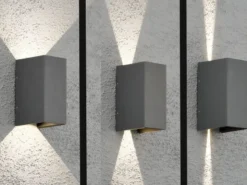 LED Wandleuchte ALU 2er SET Anthrazit Lichtaustritt verstellbar IP54 Höhe 17cm