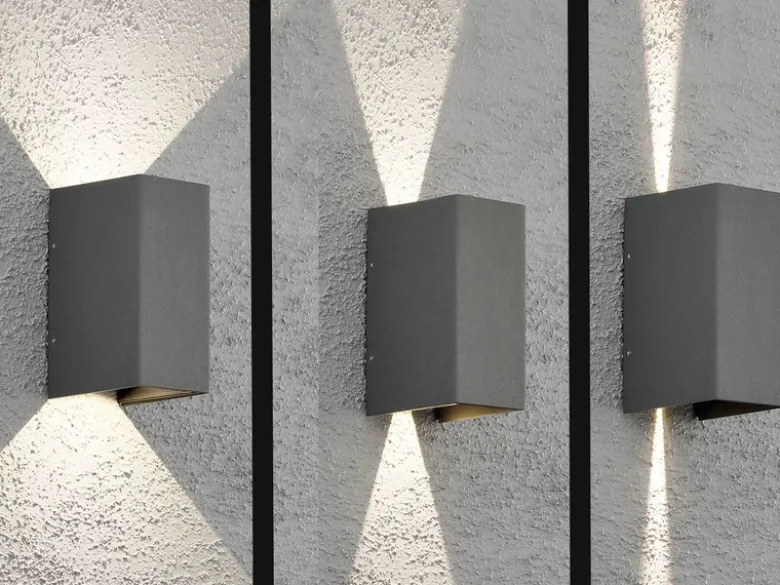 LED Wandleuchte ALU 2er SET Anthrazit Lichtaustritt verstellbar IP54 Höhe 17cm