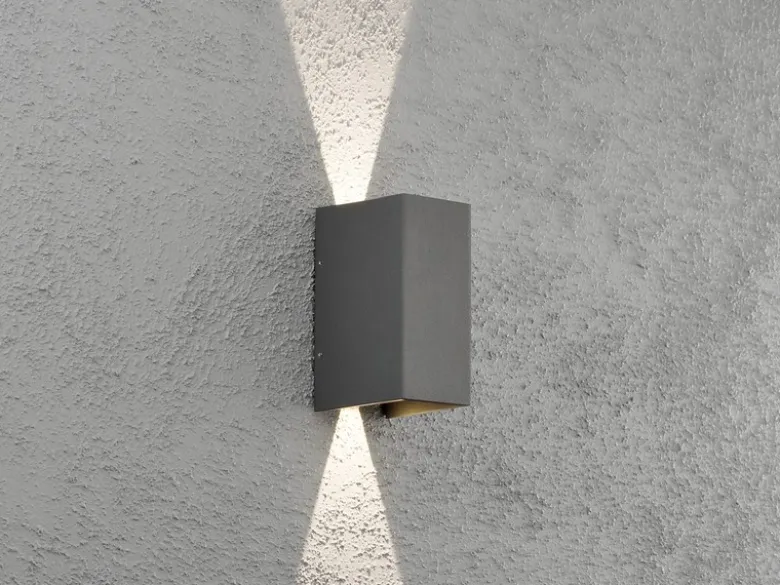 LED Wandleuchte ALU 2er SET Anthrazit Lichtaustritt verstellbar IP54 Höhe 17cm