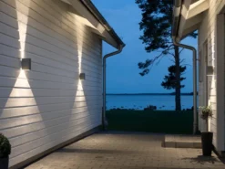 LED Wandleuchte ALU 2er SET Anthrazit Lichtaustritt verstellbar IP54 Höhe 17cm