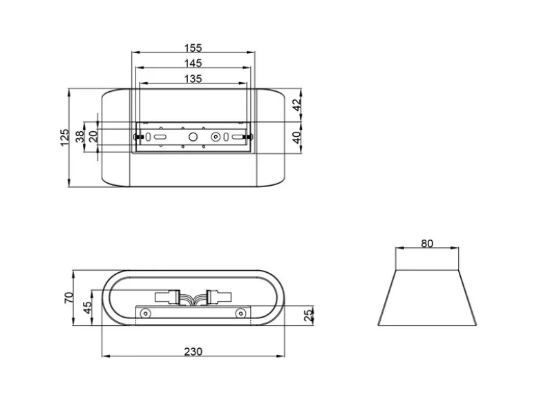 LED Wandleuchte aus Gips mit Up and Down Lichteffekt, Breite 23cm