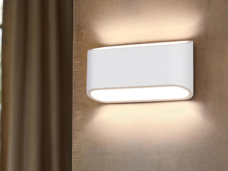LED Wandleuchte aus Gips mit Up and Down Lichteffekt, Breite 23cm