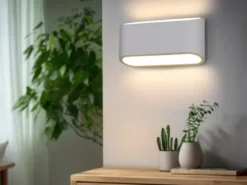 LED Wandleuchte aus Gips mit Up and Down Lichteffekt, Breite 23cm