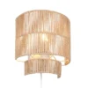 LED Wandleuchte aus Papiergarn mit Stecker und Schalter, Höhe 24cm