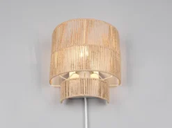 LED Wandleuchte aus Papiergarn mit Stecker und Schalter, Höhe 24cm