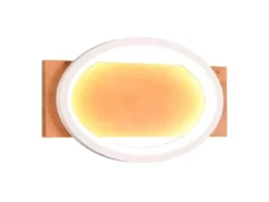 LED Wandleuchte BARCA dimmbar mit Naturholz & Metall Weiß, Breite 38cm
