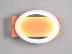 LED Wandleuchte BARCA dimmbar mit Naturholz & Metall Weiß, Breite 38cm