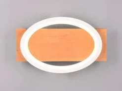 LED Wandleuchte BARCA dimmbar mit Naturholz & Metall Weiß, Breite 38cm
