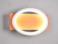 LED Wandleuchte BARCA dimmbar mit Naturholz & Metall Weiß, Breite 38cm