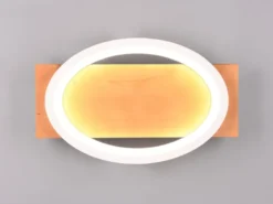 LED Wandleuchte BARCA dimmbar mit Naturholz & Metall Weiß, Breite 38cm