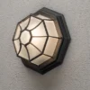 LED Wandleuchte / Deckenlampe für Außen schwarz mit gefrostetem Acrylglas Ø 27cm