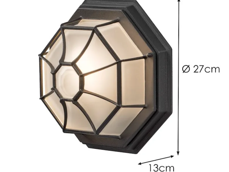 LED Wandleuchte / Deckenlampe für Außen schwarz mit gefrostetem Acrylglas Ø 27cm