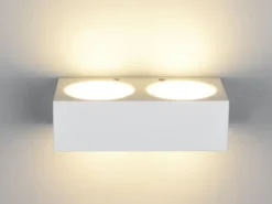 LED Wandleuchte eckig aus Gips mit Up and Down Lichteffekt, Breite 23cm