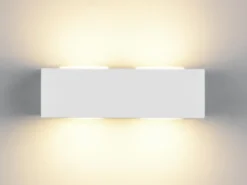 LED Wandleuchte eckig aus Gips mit Up and Down Lichteffekt, Breite 23cm