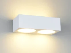 LED Wandleuchte eckig aus Gips mit Up and Down Lichteffekt, Breite 23cm