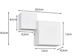 LED Wandleuchte 2er Set Up and Down Light Weiß matt in 3 Stufen dimmbar, B: 20cm
