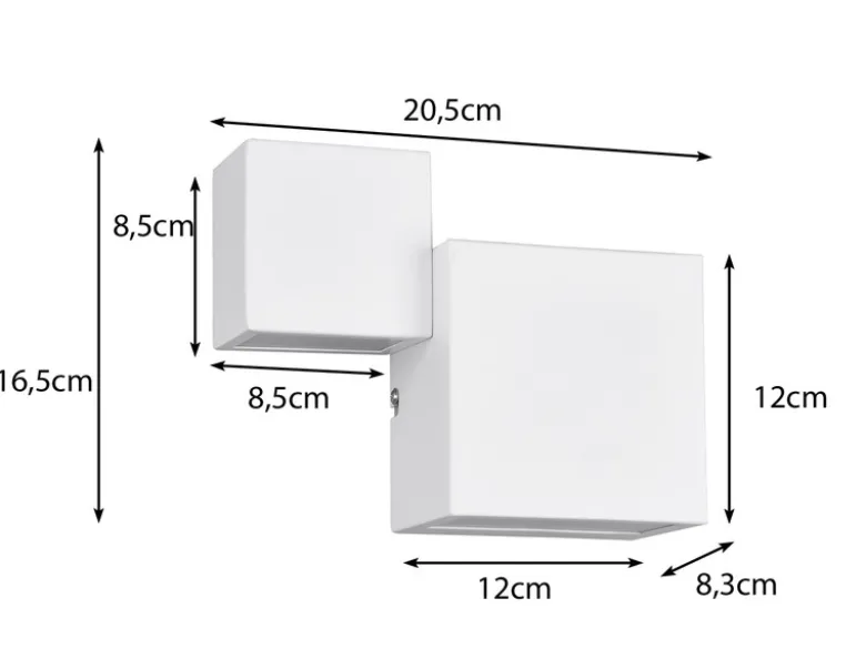 LED Wandleuchte 2er Set Up and Down Light Weiß matt in 3 Stufen dimmbar, B: 20cm