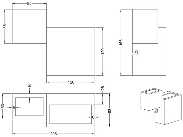 LED Wandleuchte 2er Set Up and Down Light Weiß matt in 3 Stufen dimmbar, B: 20cm