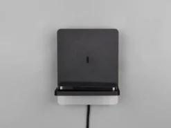 LED Wandleuchte FAIRFIELD Schwarz mit Stecker, Schalter & Ladefunktion Höhe 20cm