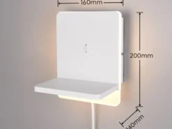 LED Wandleuchte FAIRFIELD Weiß mit Stecker, Schalter & Ladefunktion, Höhe 20cm