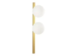 LED Wandleuchte 2-flammig Gold mit Glaskugeln in Opalweiß, Höhe 60cm