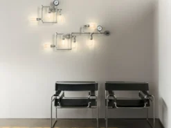 LED Wandleuchte 3-flammig in Wasserrohr Optik, Grau antik, Breite 48cm