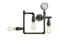 LED Wandleuchte 3-flammig in Wasserrohr Optik, Rost, Breite 48cm
