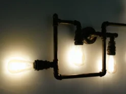 LED Wandleuchte 5-flammig in Wasserrohr Optik, Rost, Breite 109cm