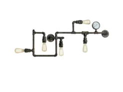 LED Wandleuchte 5-flammig in Wasserrohr Optik, Rost, Breite 109cm