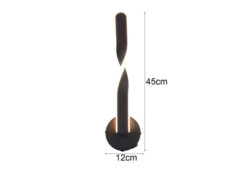 LED Wandleuchte GINKO für innen modern mit Schalter, Schwarz, Höhe 45cm