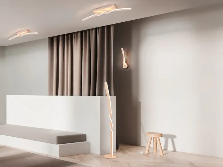 LED Wandleuchte GINKO für innen modern mit Schalter, Beige, Höhe 45cm
