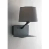 LED Wandleuchte Grau & Stoffschirm mit USB Ladefunktion & Ablage, Höhe 31cm