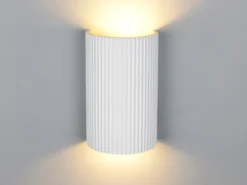 LED Wandleuchte halbrund aus Gips mit Up and Down Lichteffekt, Höhe 22cm