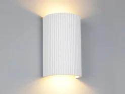 LED Wandleuchte halbrund aus Gips mit Up and Down Lichteffekt, Höhe 22cm
