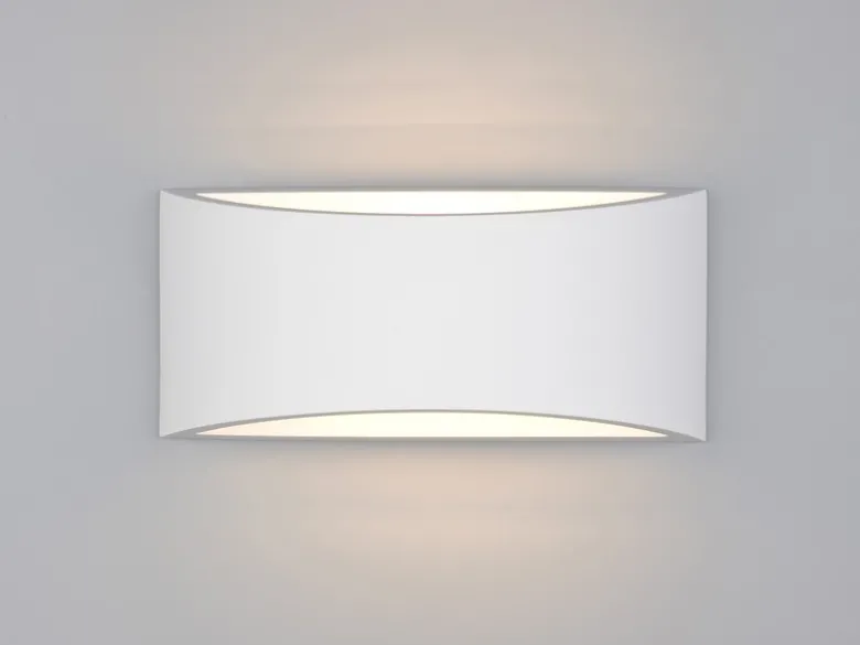 LED Wandleuchte halbrund aus Gips mit Up and Down Lichteffekt, Breite 30cm
