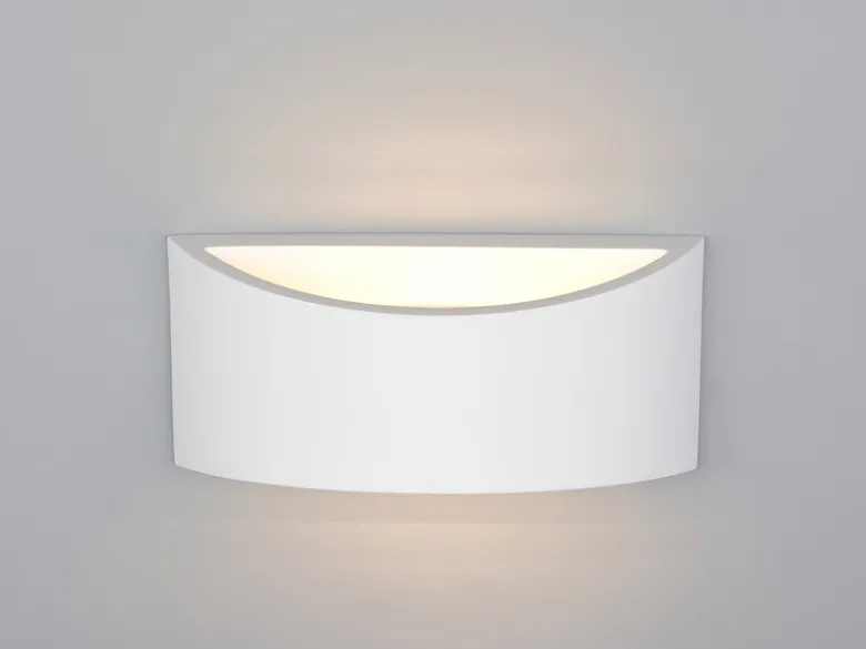 LED Wandleuchte halbrund aus Gips mit Up and Down Lichteffekt, Breite 30cm