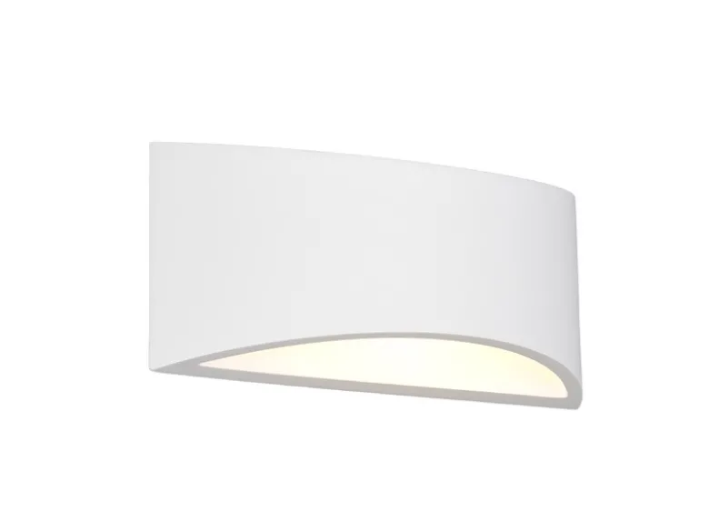 LED Wandleuchte halbrund aus Gips mit Up and Down Lichteffekt, Breite 30cm