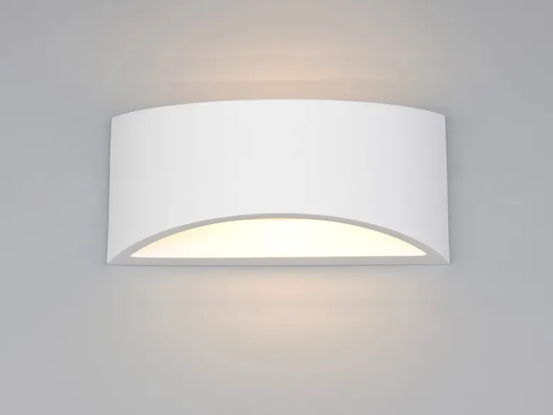 LED Wandleuchte halbrund aus Gips mit Up and Down Lichteffekt, Breite 30cm
