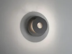 LED Wandleuchte HENNES Schwarz rund mit verstellbarem Ring, Ø 18cm