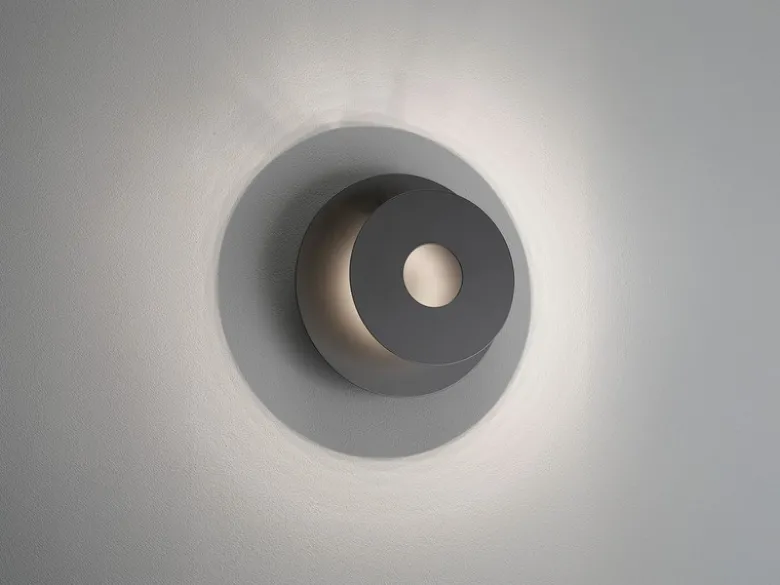 LED Wandleuchte HENNES Schwarz rund mit verstellbarem Ring, Ø 18cm