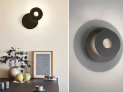 LED Wandleuchte HENNES Schwarz rund mit verstellbarem Ring, Ø 18cm