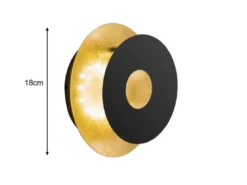 LED Wandleuchte HENNES Schwarz Gold oval, Ring verstellbar, Höhe 18cm