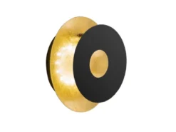LED Wandleuchte HENNES Schwarz Gold oval, Ring verstellbar, Höhe 18cm